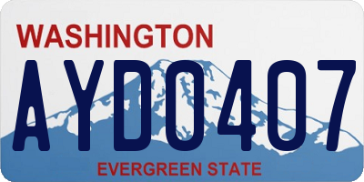 WA license plate AYD0407