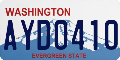 WA license plate AYD0410