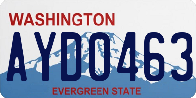 WA license plate AYD0463