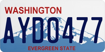 WA license plate AYD0477