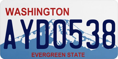 WA license plate AYD0538