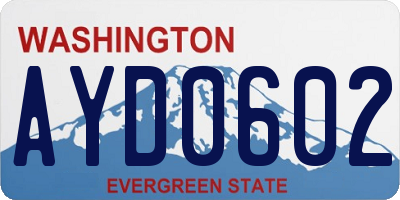 WA license plate AYD0602