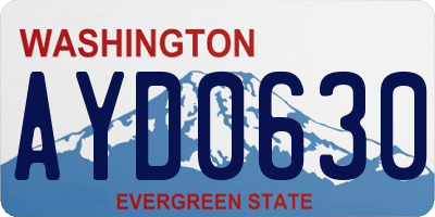 WA license plate AYD0630