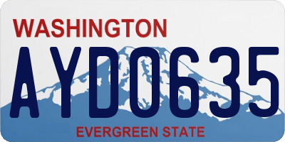 WA license plate AYD0635