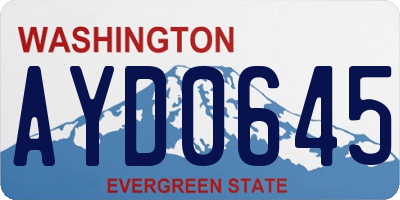 WA license plate AYD0645