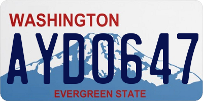 WA license plate AYD0647