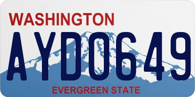 WA license plate AYD0649