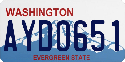 WA license plate AYD0651
