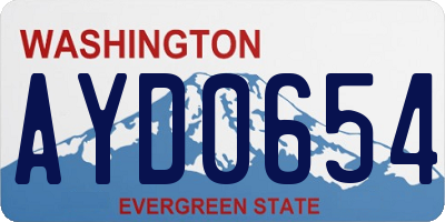 WA license plate AYD0654