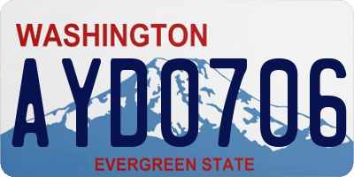 WA license plate AYD0706