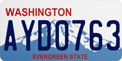WA license plate AYD0763