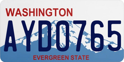 WA license plate AYD0765