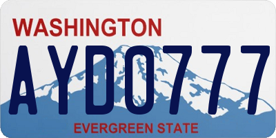 WA license plate AYD0777