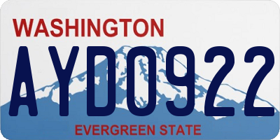 WA license plate AYD0922