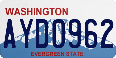 WA license plate AYD0962