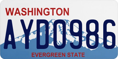 WA license plate AYD0986