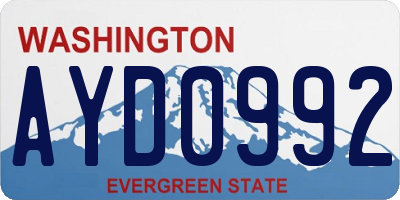 WA license plate AYD0992