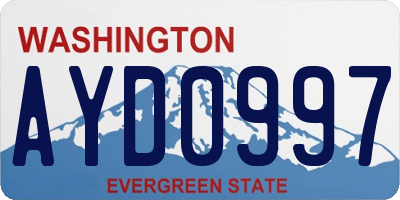 WA license plate AYD0997