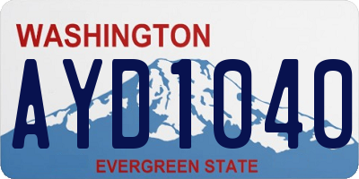 WA license plate AYD1040