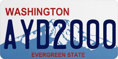 WA license plate AYD2000