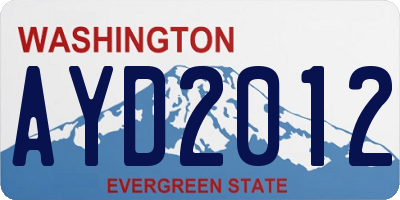 WA license plate AYD2012