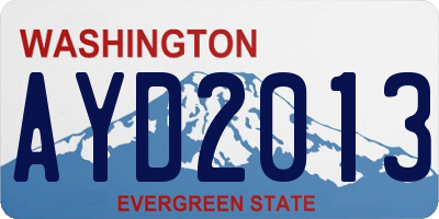 WA license plate AYD2013