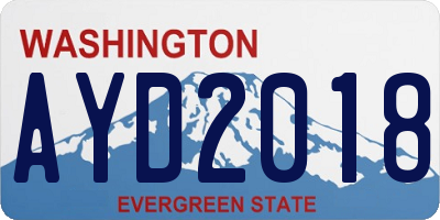 WA license plate AYD2018