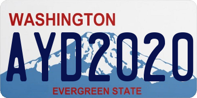 WA license plate AYD2020