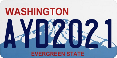 WA license plate AYD2021