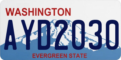 WA license plate AYD2030