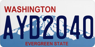 WA license plate AYD2040