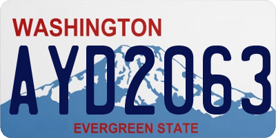 WA license plate AYD2063