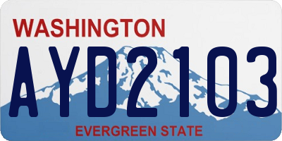 WA license plate AYD2103