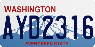WA license plate AYD2316