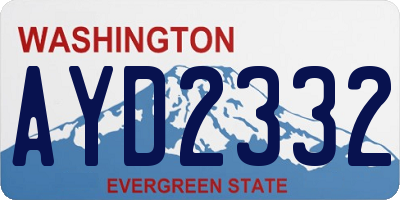 WA license plate AYD2332