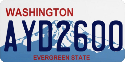 WA license plate AYD2600