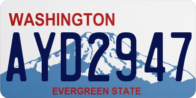 WA license plate AYD2947