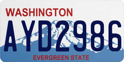WA license plate AYD2986