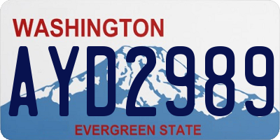 WA license plate AYD2989