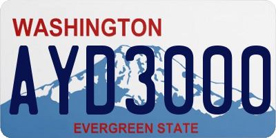 WA license plate AYD3000