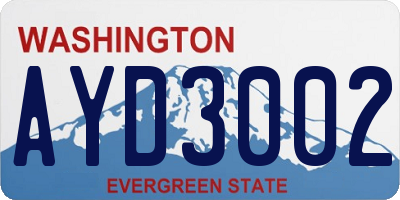 WA license plate AYD3002
