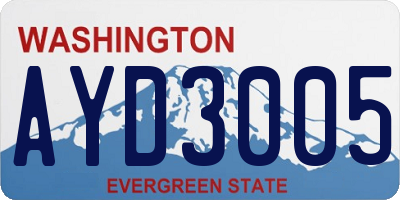 WA license plate AYD3005