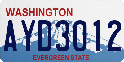 WA license plate AYD3012