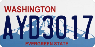WA license plate AYD3017