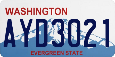 WA license plate AYD3021