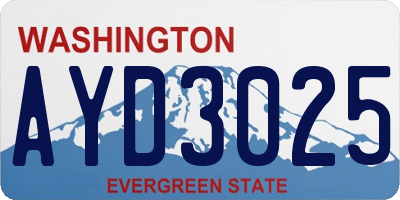 WA license plate AYD3025