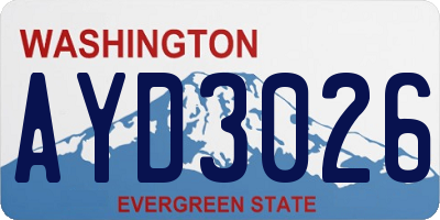WA license plate AYD3026