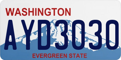 WA license plate AYD3030