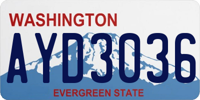 WA license plate AYD3036