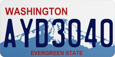 WA license plate AYD3040